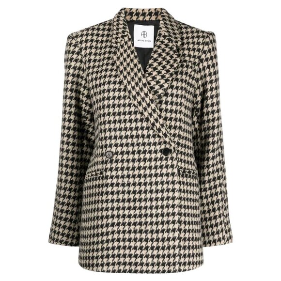 Anine Bing Jackets & Blazers - Anine Bing Kaia Houndstooth Double Breasted Oversized Blazer Jacket Size Large